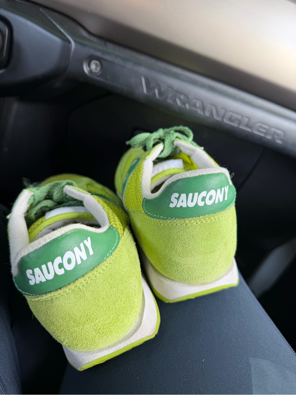 Saucony Lime Green and White Kids' Athletic Sneakers